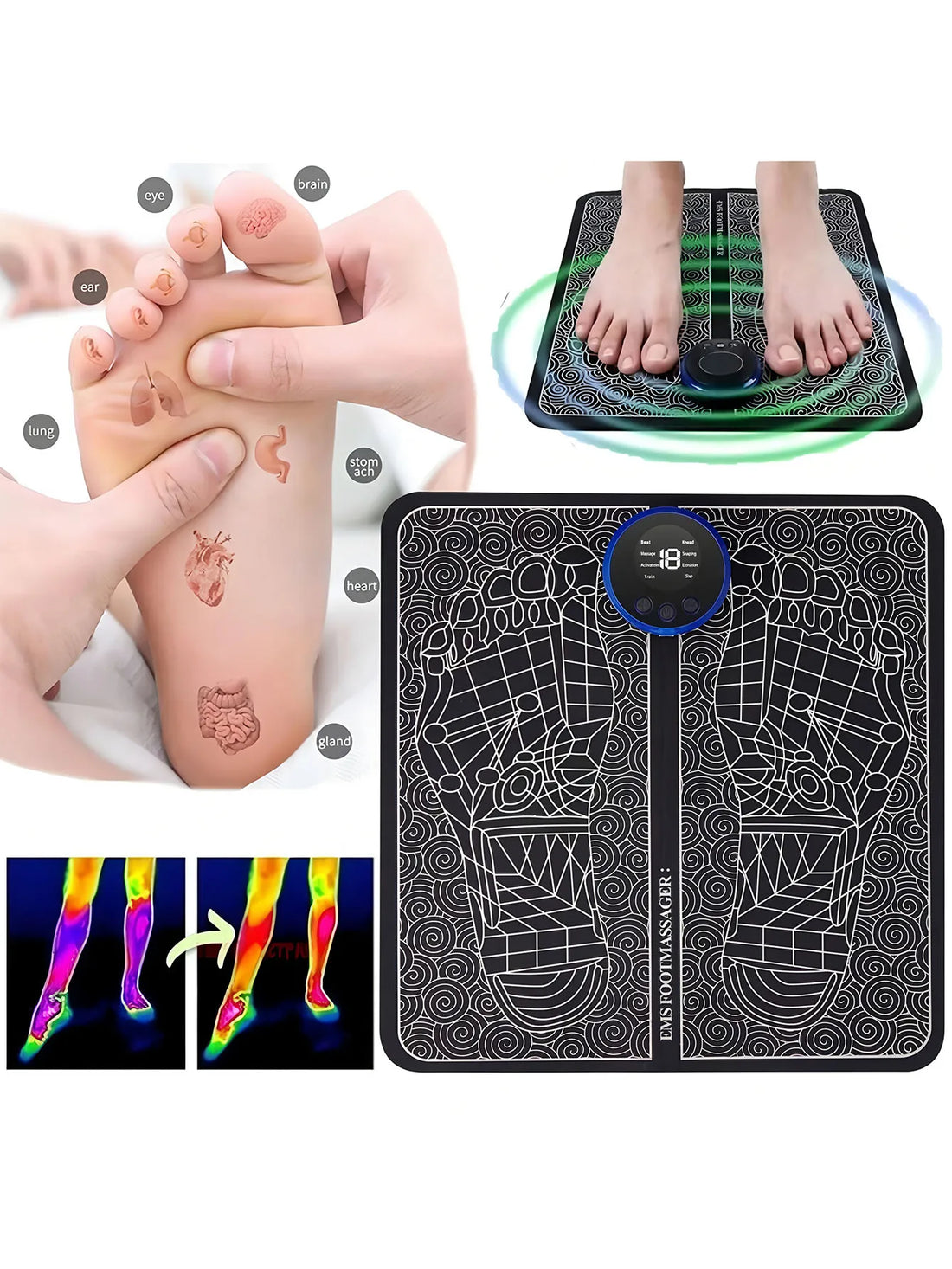 Tapete Massajador EMS Recarregável | Relaxamento e Circulação
