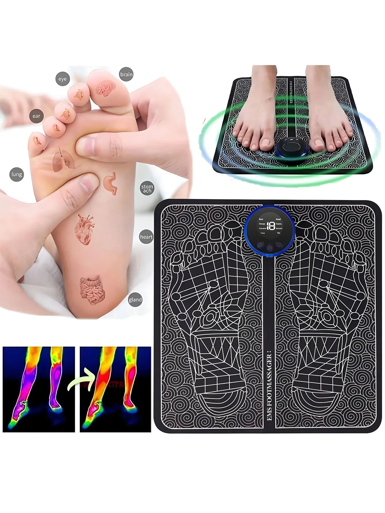 Tapete Massajador EMS Recarregável | Relaxamento e Circulação